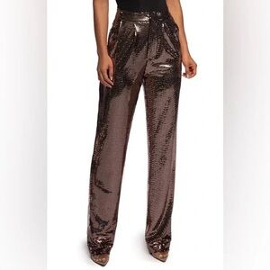 JLUXLABEL Brown Sequin Wide Leg Pants